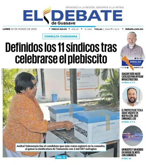 Portada de El Debate de Guasave