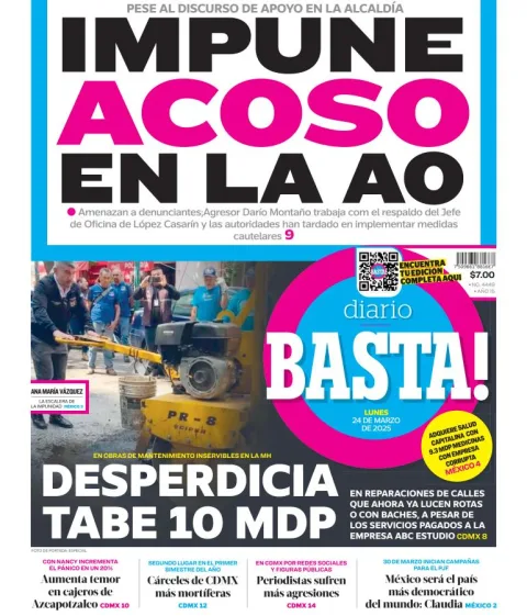 Portada de Basta del lunes, 24 de marzo de 2025