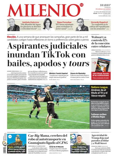Portada de Milenio del lunes, 24 de marzo de 2025