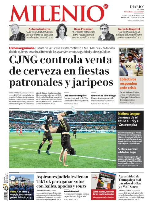 Portada de Milenio Jalisco del lunes, 24 de marzo de 2025