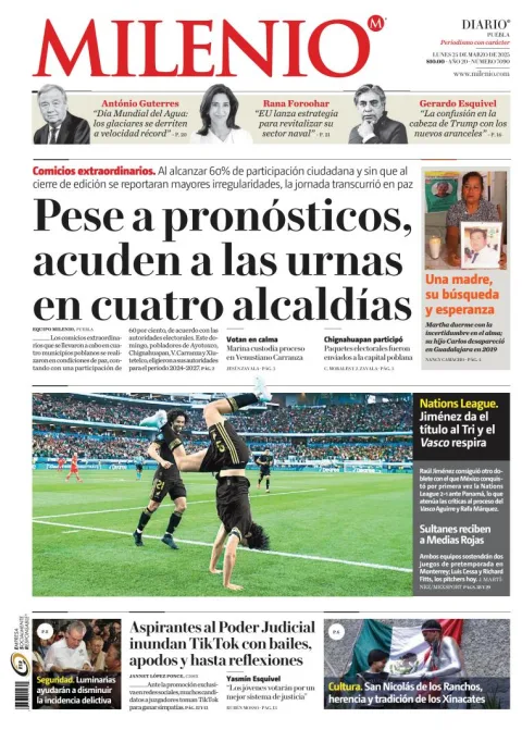 Portada de Milenio Puebla del lunes, 24 de marzo de 2025