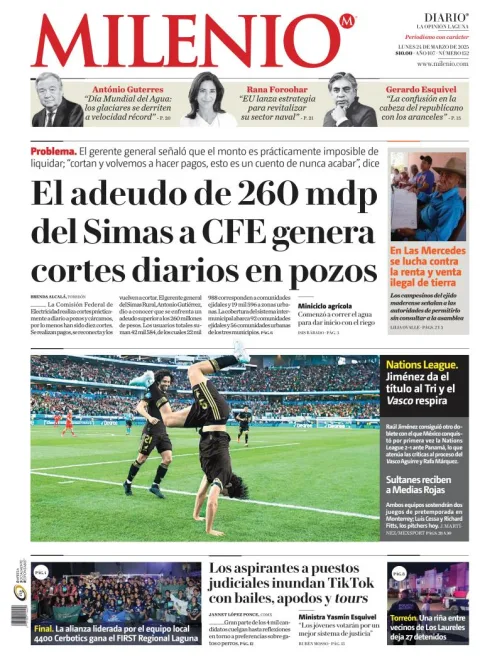 Portada de Milenio Laguna del lunes, 24 de marzo de 2025