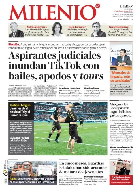 Portada de Milenio Tamaulipas del lunes, 24 de marzo de 2025