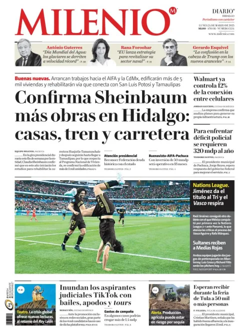Portada de Milenio Hidalgo del lunes, 24 de marzo de 2025