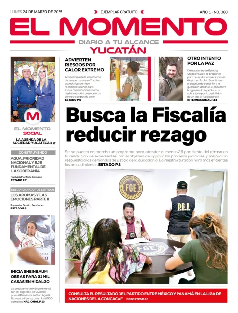 Portada de El Momento Yucatan del lunes, 24 de marzo de 2025