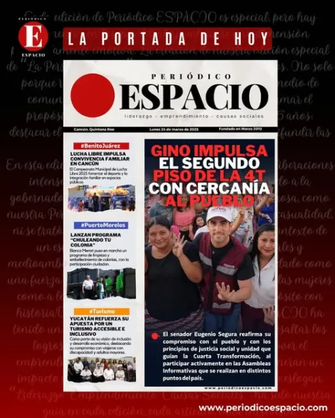 Portada de Periodico Espacio (contraportada) del lunes, 24 de marzo de 2025