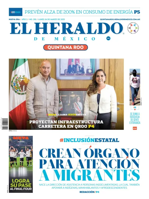 Portada de El Heraldo de Mexico - Quintana Roo del lunes, 24 de marzo de 2025