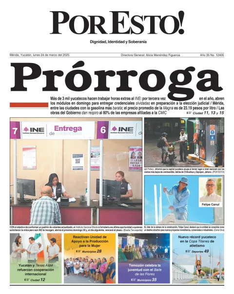 Portada de Por Esto (merida, Yucatan) del lunes, 24 de marzo de 2025