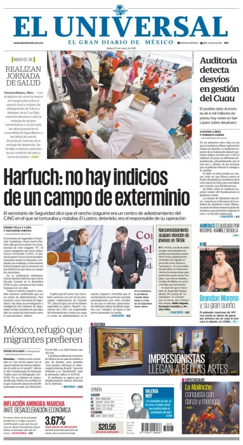 Portada de El Universal