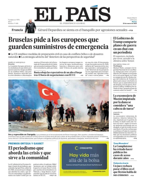 Portada de El Pais