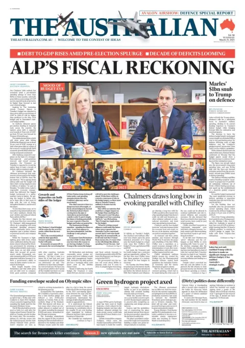 Portada de The Australian del martes, 25 de marzo de 2025