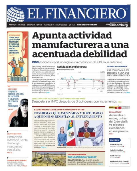 Portada de El Financiero del martes, 25 de marzo de 2025