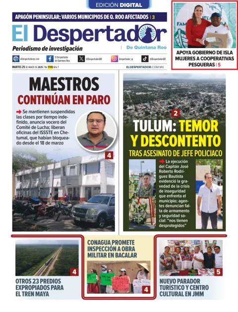 Portada de El Despertador de Quintana Roo del martes, 25 de marzo de 2025