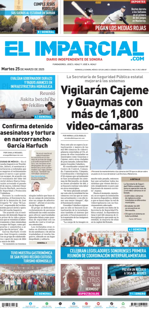 Portada de El Imparcial del martes, 25 de marzo de 2025