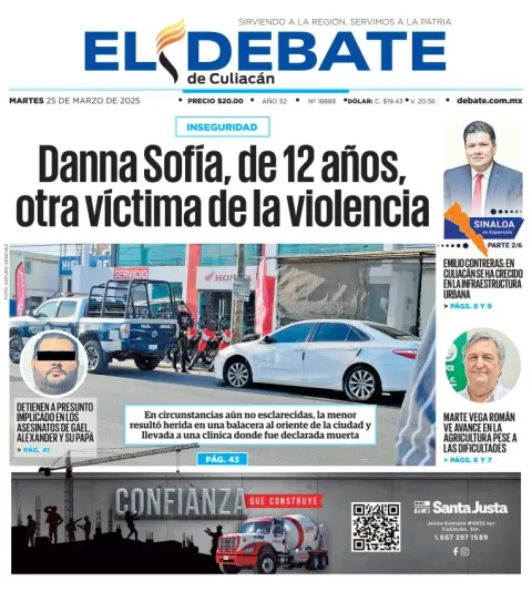 Portada de El Debate de Culiacan del martes, 25 de marzo de 2025