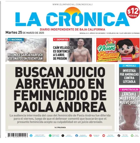 Portada de La Cronica del martes, 25 de marzo de 2025