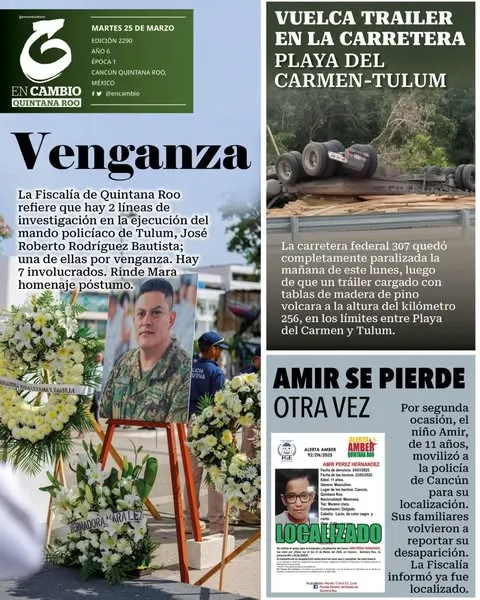 Portada de En Cambio - Quintana Roo (contraportada) del martes, 25 de marzo de 2025