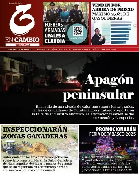 Portada de En Cambio - Tabasco (portada) del martes, 25 de marzo de 2025
