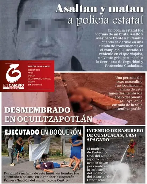Portada de En Cambio - Tabasco (contraportada) del martes, 25 de marzo de 2025