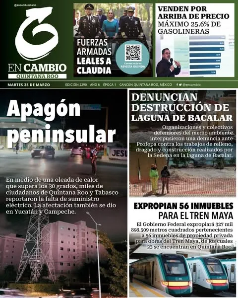 Portada de En Cambio - Quintana Roo (portada) del martes, 25 de marzo de 2025