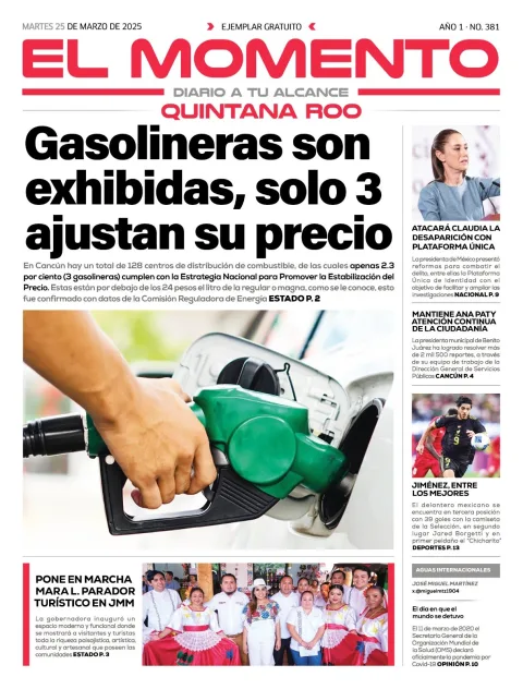 Portada de El Momento Yucatan del martes, 25 de marzo de 2025