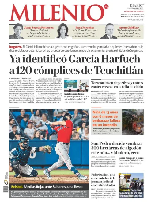 Portada de Milenio Laguna del martes, 25 de marzo de 2025