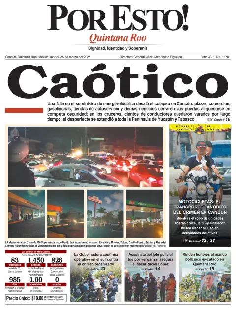 Portada de Por Esto (quintana Roo Cancun) del martes, 25 de marzo de 2025