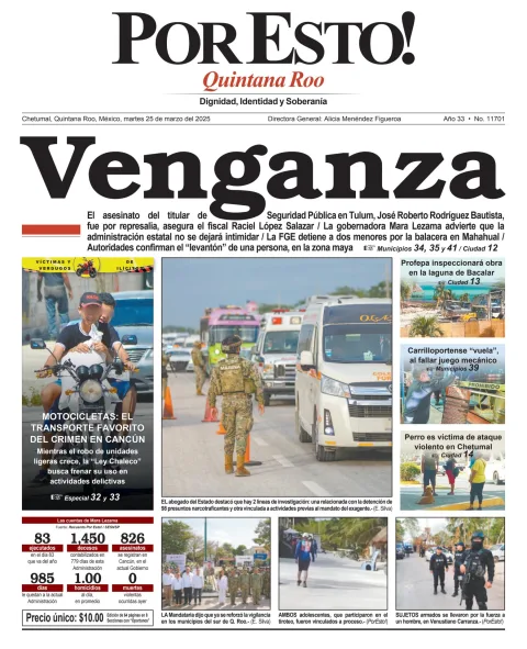 Portada de Por Esto (quintana Roo Chetumal) del martes, 25 de marzo de 2025