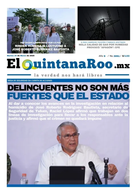 Portada de El Quintana Roo (portada) del martes, 25 de marzo de 2025
