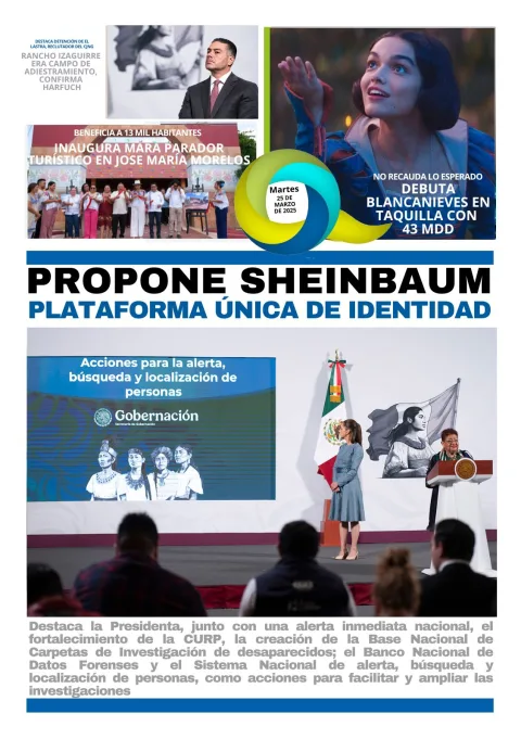 Portada de El Quintana Roo (contraportada) del martes, 25 de marzo de 2025