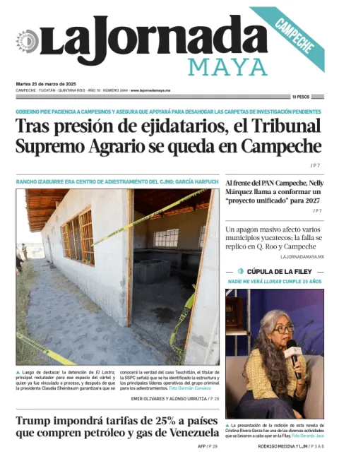 Portada de La Jornada Maya Campeche del martes, 25 de marzo de 2025
