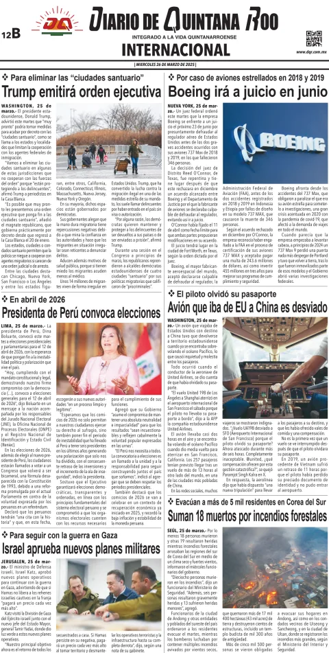 Portada de Diario de Quintana Roo (contra Portada)