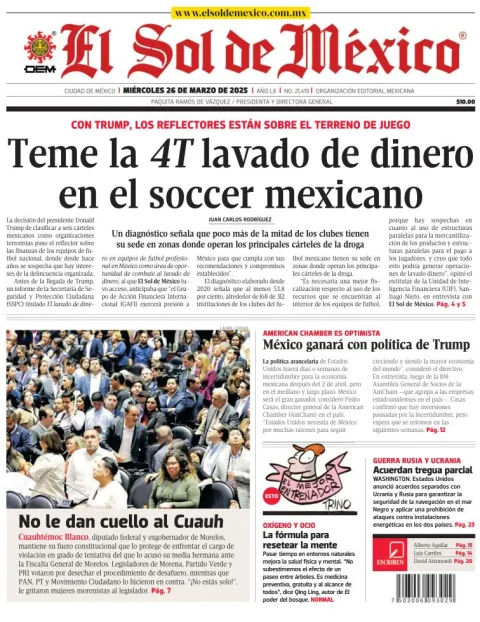 Portada de El Sol de Mexico