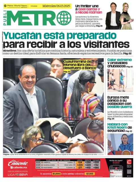 Portada de Publimetro Merida del miércoles, 26 de marzo de 2025