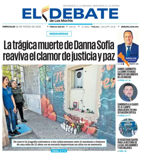 Portada de El Debate de los Mochis del miércoles, 26 de marzo de 2025