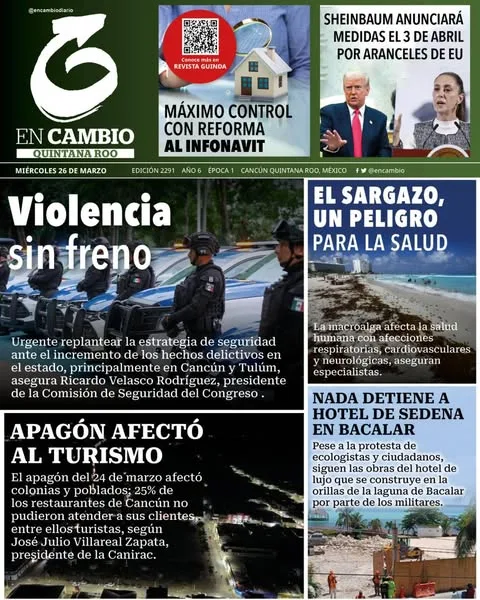 Portada de En Cambio - Quintana Roo (portada) del miércoles, 26 de marzo de 2025