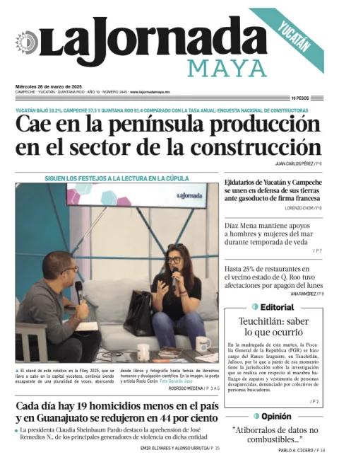 Portada de La Jornada Maya Yucatán del miércoles, 26 de marzo de 2025