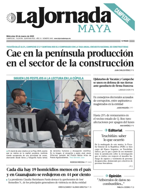 Portada de La Jornada Maya Campeche del miércoles, 26 de marzo de 2025