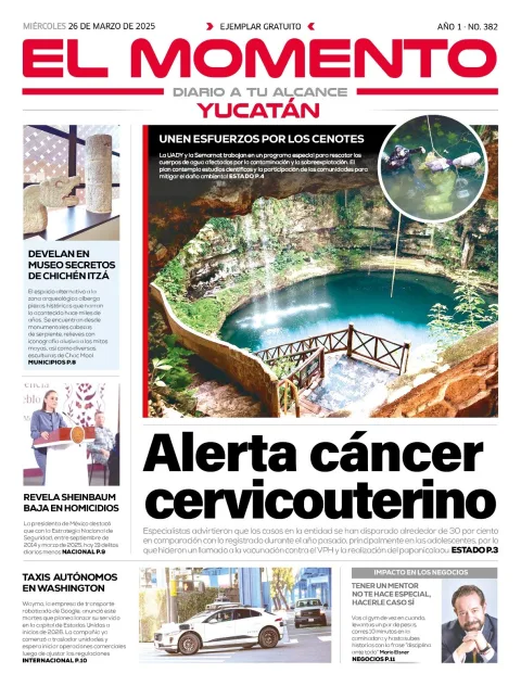 Portada de El Momento Yucatan del miércoles, 26 de marzo de 2025