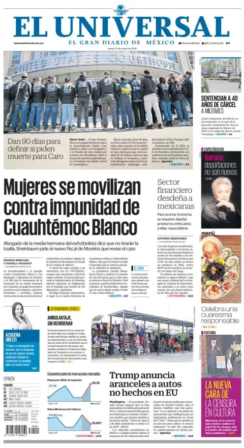Portada de El Universal