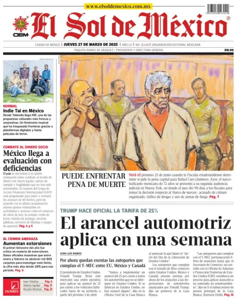 Portada de El Sol de Mexico