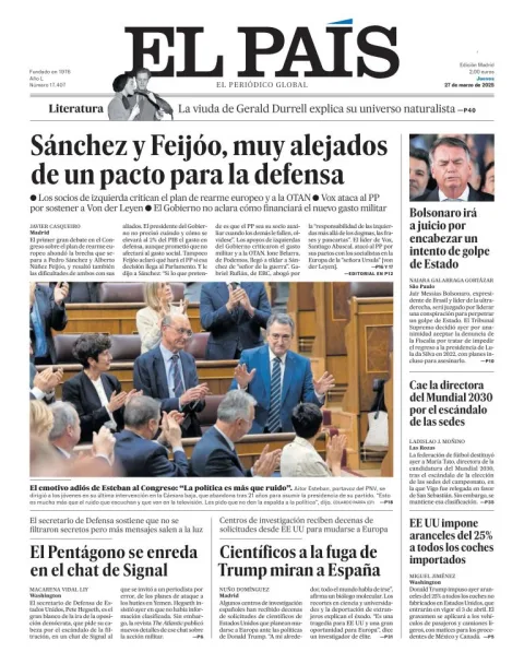 Portada de El Pais