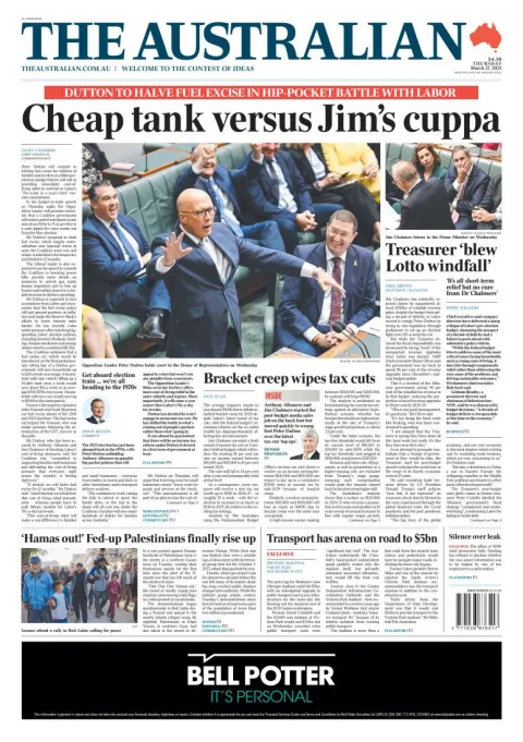 Portada de The Australian del jueves, 27 de marzo de 2025