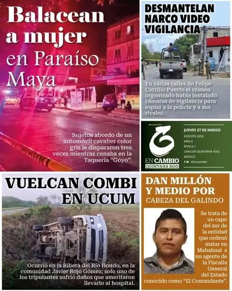 Portada de En Cambio - Quintana Roo (contraportada) del jueves, 27 de marzo de 2025