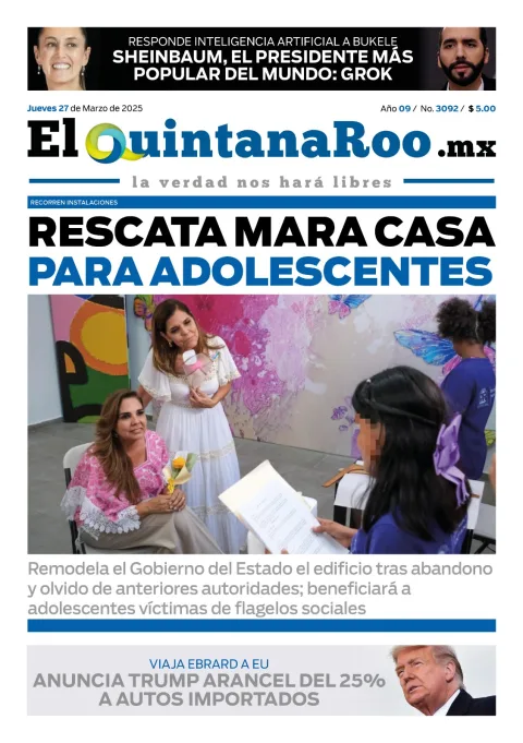 Portada de El Quintana Roo (portada) del jueves, 27 de marzo de 2025