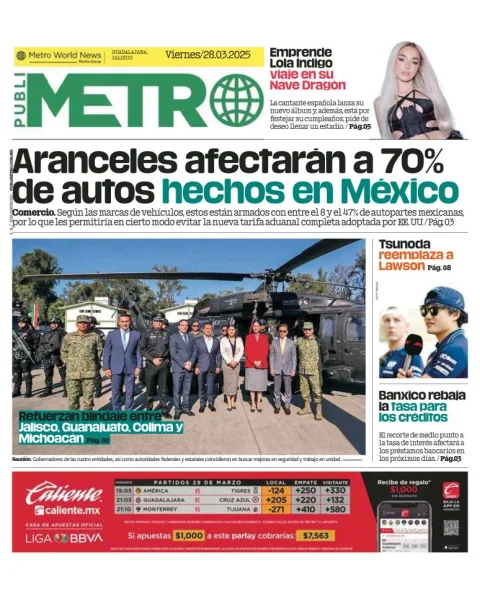 Portada de Publimetro Guadalajara