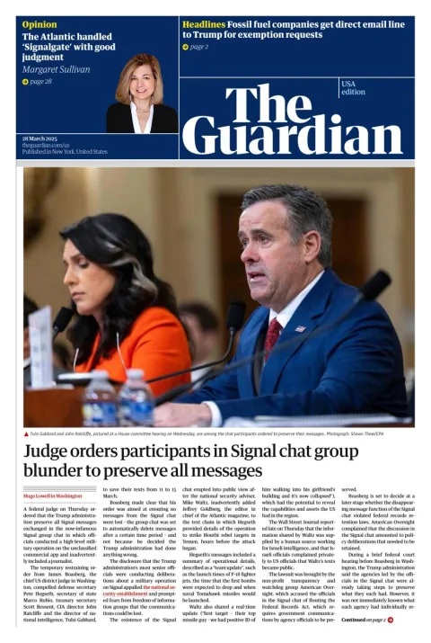 Portada de The Guardian (usa)