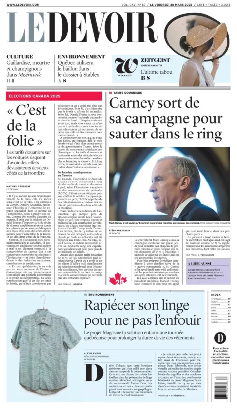 Portada de Le Devoir
