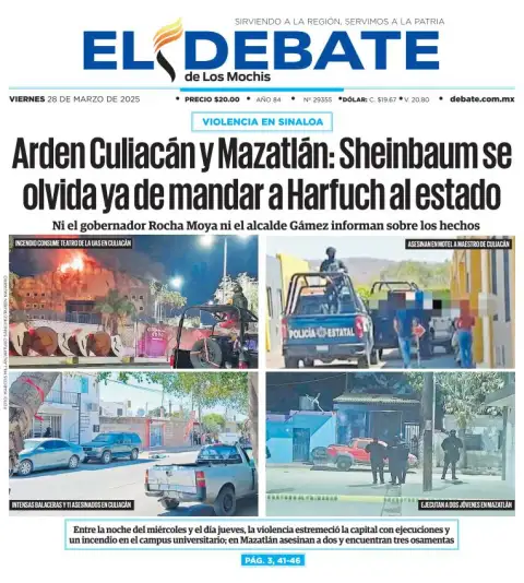 Portada de El Debate de los Mochis del viernes, 28 de marzo de 2025