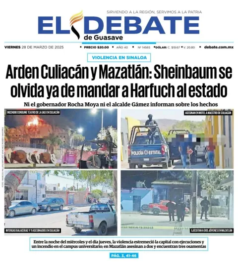 Portada de El Debate de Guasave del viernes, 28 de marzo de 2025